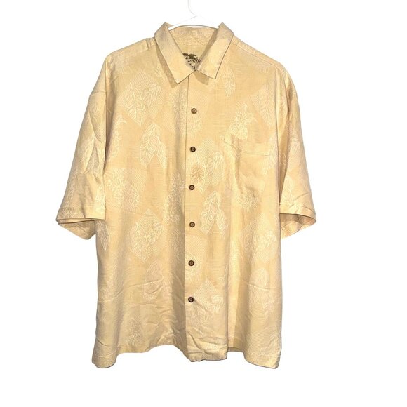 Jamaica Jaxx  Leaf Print Button-Up Shirt XL 100% Cotton Short Sleeve Casual - Picture 1 of 7